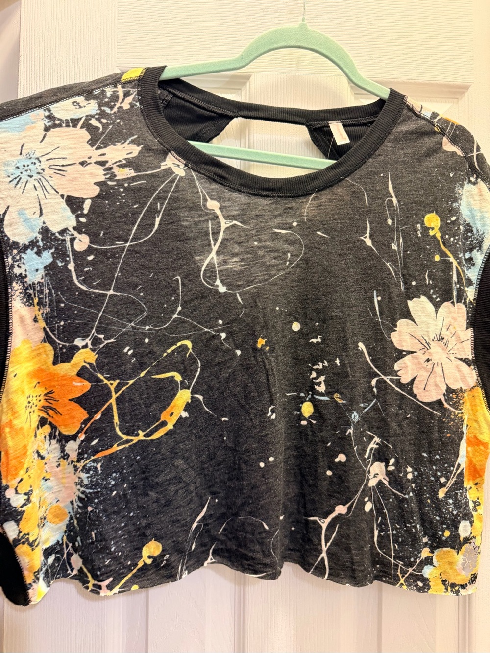 FP Movement by Free People Black Floral Paint-Splatter my time tee